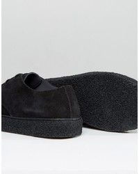 Asos Lace Up Derby Shoes In Black Suede