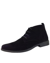 Syke Boots Lace Up Synthetic Suede Black Shoes