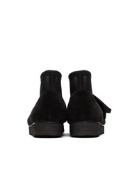 Doublet Black Leather Flocky Short Boots