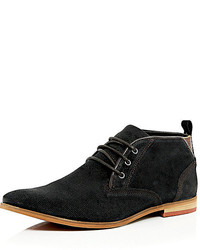 River Island Black Perforated Suede Desert Boots