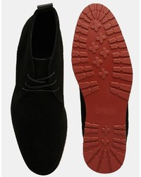 Asos Brand Desert Boots In Black Suede