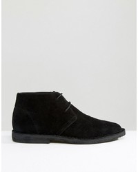 Asos Desert Boots In Black Faux Suede