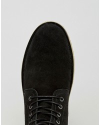 Asos Desert Boots In Black Suede With Leather Detail