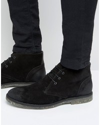 Asos Lace Up Chukka Boot In Black Suede With Speckle Sole
