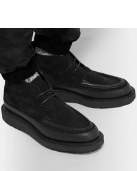 Sacai Leather Trimmed Suede Boots