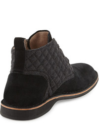 Andrew Marc Quilted Suede Chukka Boot Black