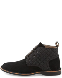 Andrew Marc Quilted Suede Chukka Boot Black