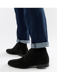 ASOS DESIGN Wide Fit Lace Up Chukka Boots In Black Faux Suede