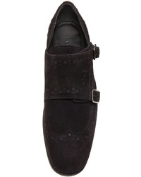 Alexander McQueen Double Buckle Monk Shoes In Black