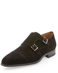 Magnanni For Neiman Marcus Double Buckle Monk Shoe Black