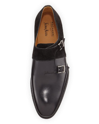 Magnanni For Neiman Marcus Leathersuede Double Monk Loafer Black