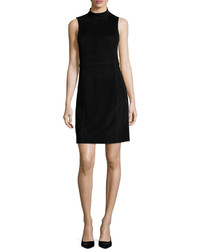 Theory Eulia Dr Tidle Paneled Suede Cocktail Dress Black