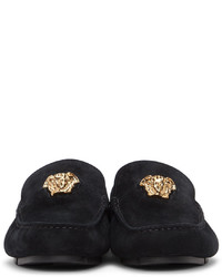 Versace Black Suede La Medusa Loafers