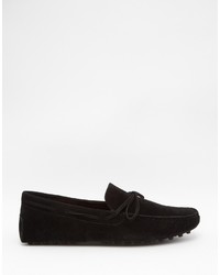 Asos Brand Driving Shoes In Faux Black Suede