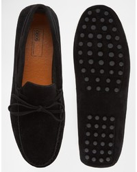 Asos Brand Driving Shoes In Faux Black Suede