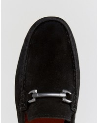 Asos Driving Shoes In Black Suede With Snaffle