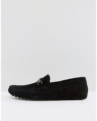 Asos Driving Shoes In Black Suede With Snaffle