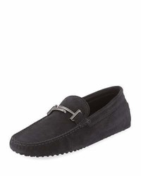 Tod's Gommini Double T Suede Driver Black