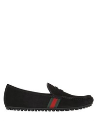 Gucci Suede Driving Shoes With Webbing