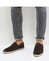 Frank Wright Wide Fit Slip On Espadrilles In Brown Suede