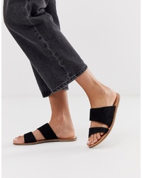 Accessorize Black Suede Asymmetric Summer Flat Sandals