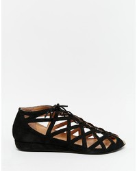 Park Lane Cut Out Gladiator Leather Flat Sandals