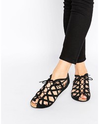 Park Lane Cut Out Gladiator Leather Flat Sandals