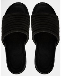 Vagabond Irene Black Leather Flatform Slider Sandals