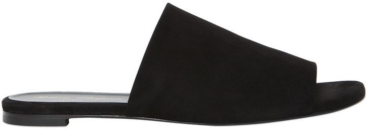 black suede slide sandals