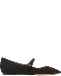 Tabitha Simmons Hermione Suede Point Toe Flats Black