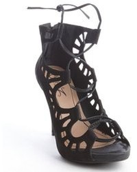 Sofia Z Black Leather Lace Up Eliana Supreme Comfort Open Toes Bootie