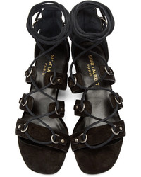 Saint Laurent Black Suede Babies Short Gladiator Sandals