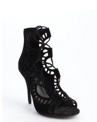 Modern Vice Black Suede Lace Up Ghille Heel Sandals
