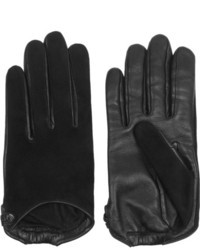 Givenchy Classic Line Short Gloves In Black Suede And Leather
