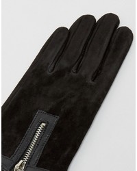 Asos Suede Gloves With Circle Zip Gloves