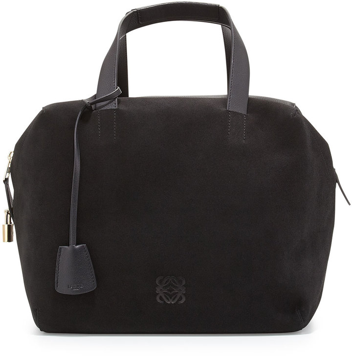 black suede tote