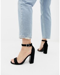 New Look Barely There Heeled Sandal In Black