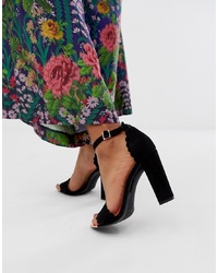 Ted Baker Black Suede Scallop Barely There Heeled Sandals