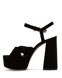 Gianvito Rossi Black Suede Twisted 70 Heeled Sandals