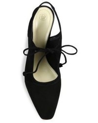The Row Camil Suede Ankle Tie Slingbacks