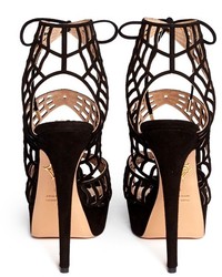 Charlotte Olympia Caught In Charlottes Web Suede Caged Sandals
