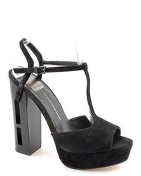 Dolce Vita Jenna Black Peep Toe Suede Platforms Sandals Shoes Uk 6