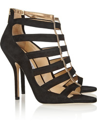 Jimmy Choo Fathom Cutout Suede And Metallic Leather Sandals