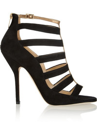 Jimmy Choo Fathom Cutout Suede And Metallic Leather Sandals