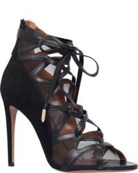 Aquazzura French Lover 105 Suede And Mesh Heeled Sandals