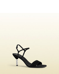 Gucci Adlena Crystal Heel Suede Sandal