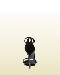 Gucci Suede Sandal With Bamboo Shaped Heel