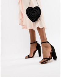 ASOS DESIGN Highball Suede Barely There Heeled Sandals Suede
