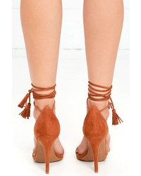 Higher Ground Nude Suede Lace Up Heels