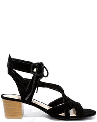 Qupid Hip To This Black Suede Heeled Sandals